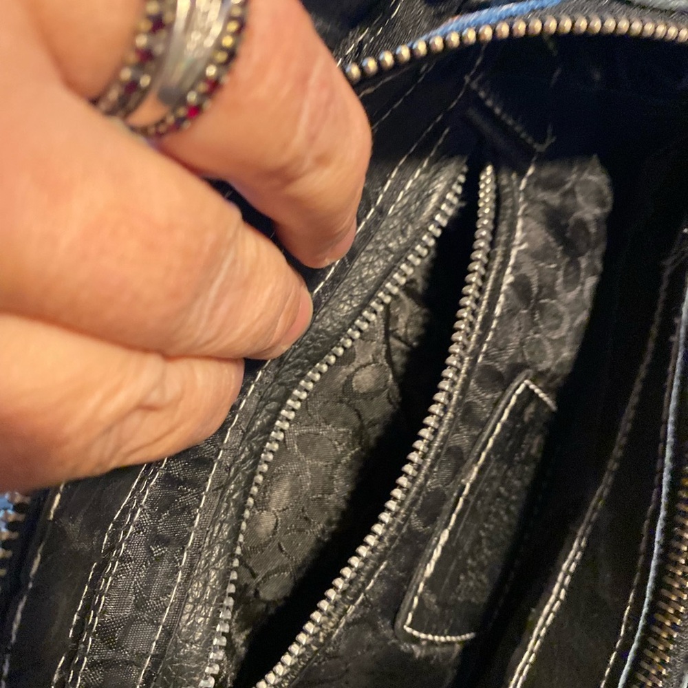 Upcycled Coach Satchel washed and leather added. - Picture 13 of 16